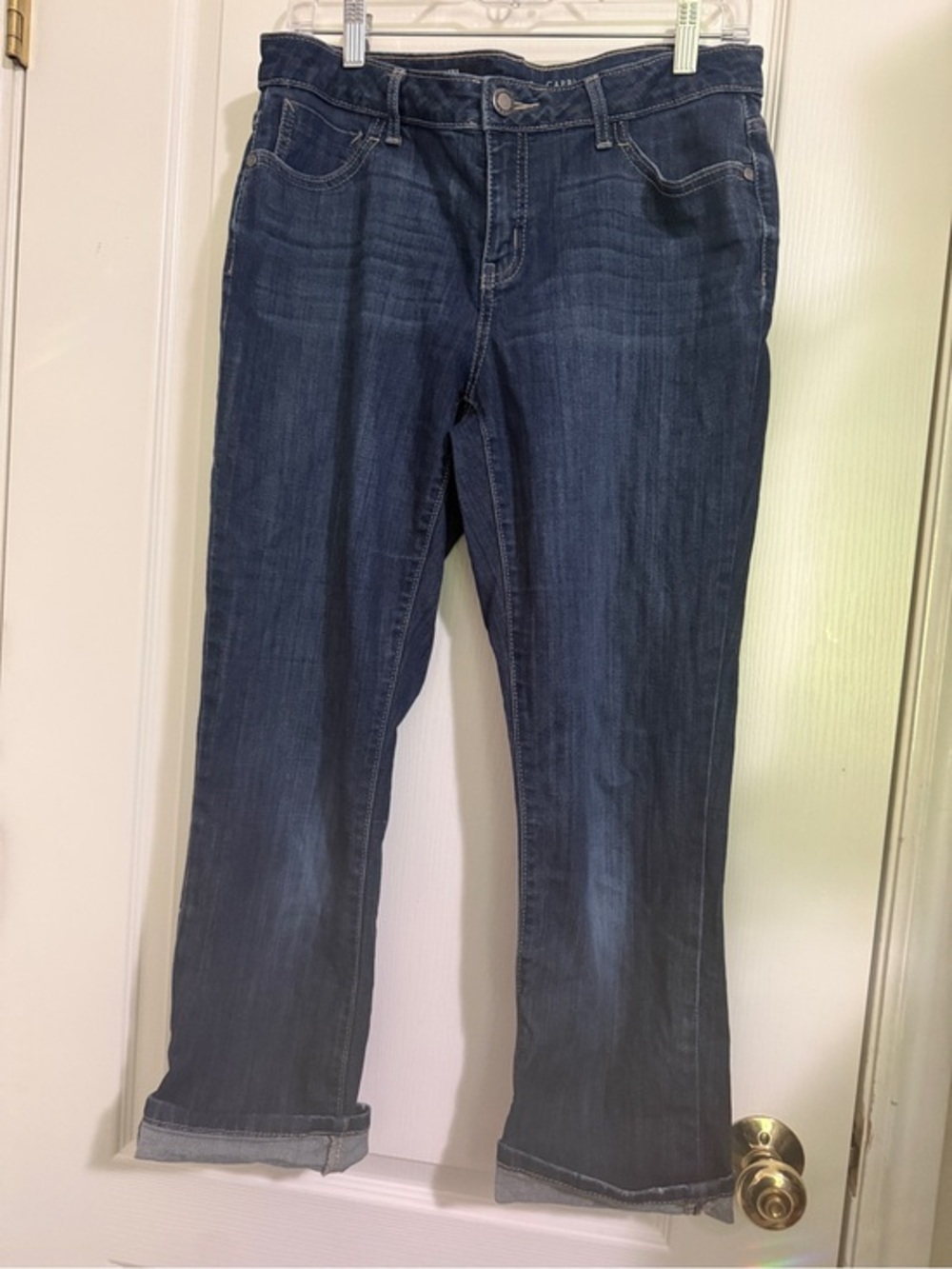 Vera Wang Dark Blue Cropped Straight-Leg Jeans